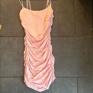 Lucy in the Sky Pink Ruched Spaghetti Strap Mini Dress